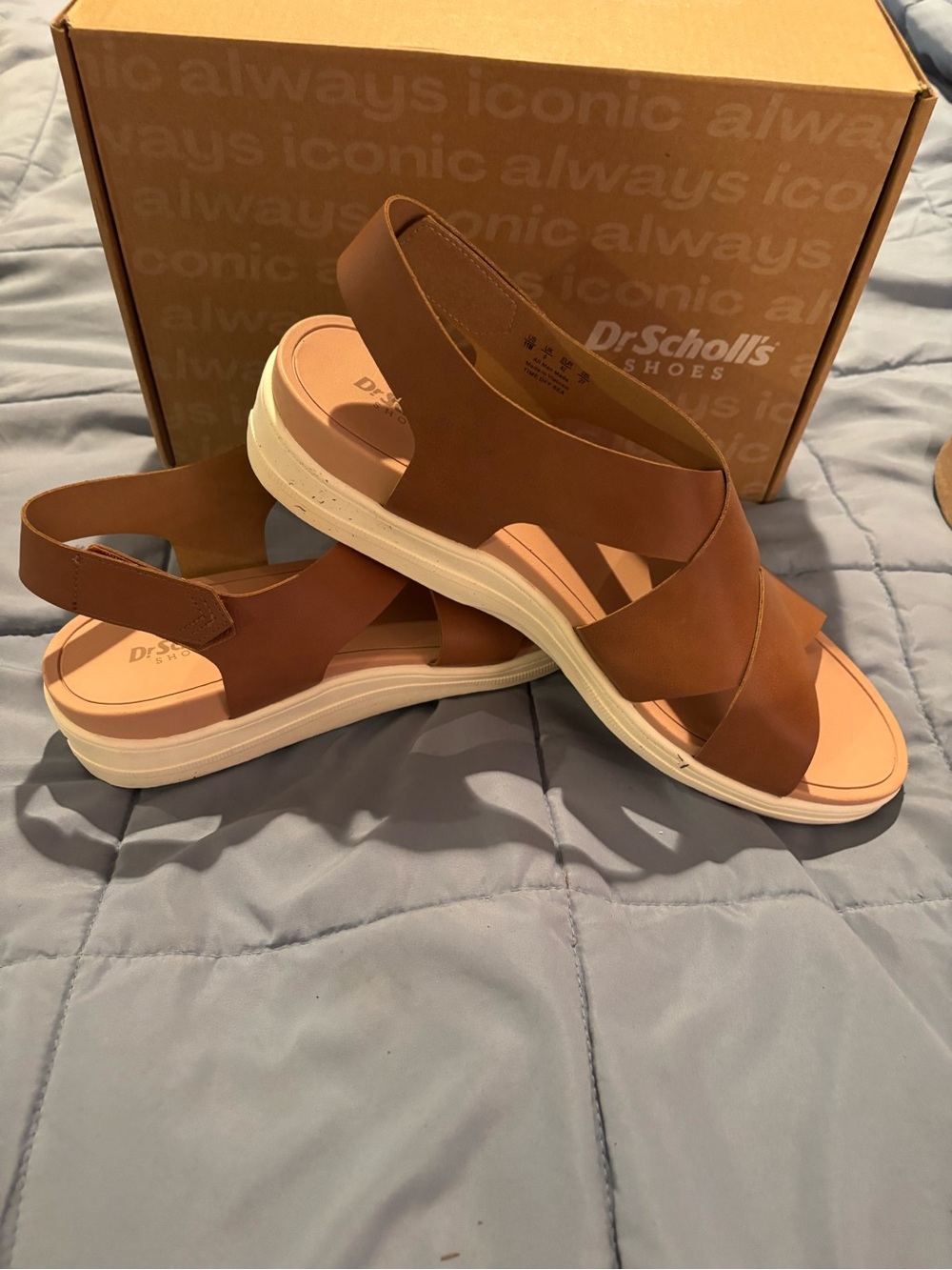 Dr. Scholl's Adjustable Leather Crisscross Slingback Sandals - Picture 2 of 7